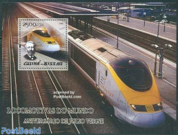 Guinea Bissau 2005 Jules Verne S/s, Eurostar Train, Mint NH, Transport - Railways - Art - Authors - Jules Verne - Trains