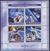 Guinea Bissau 2007 Sputnik 2 4v M/s, Mint NH, Nature - Transport - Dogs - Space Exploration - Guinea-Bissau