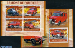 Togo 2010 Fire Trucks 2 S/s, Mint NH, Transport - Automobiles - Fire Fighters & Prevention - Voitures