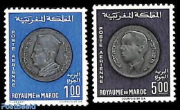 Morocco 1969 Coins 2v, Mint NH, Various - Money On Stamps - Monete