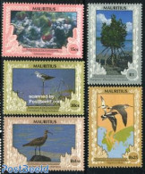 Mauritius 1990 Definitives 5v, Mint NH, Nature - Various - Birds - Environment - Fish - Trees & Forests - Maps - Protección Del Medio Ambiente Y Del Clima