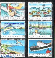 New Zealand 1989 Heritage, The Sea 6v, Mint NH, Nature - Sport - Transport - Birds - Fish - Fishing - Sailing - Ships .. - Ungebraucht