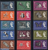 Solomon Islands 1965 Definitives 15v, Mint NH, Nature - Transport - Animals (others & Mixed) - Birds - Butterflies - F.. - Fishes