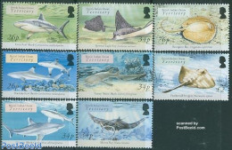 British Indian Ocean 2005 Sharks & Rays 8v, Mint NH, Nature - Fish - Fishes