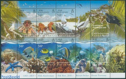 British Indian Ocean 2005 40 Years BIOT 8v M/s, Mint NH, Nature - Various - Birds - Fish - Shells & Crustaceans - Turt.. - Fische