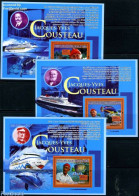 Guinea, Republic 2007 J.Y. COusteau 3 S/s, Mint NH, Nature - Transport - Fish - Ships And Boats - Vissen