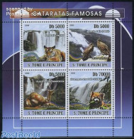 Sao Tome/Principe 2008 Famous Falls & Animals 4v M/s, Mint NH, Nature - Animals (others & Mixed) - Birds - Camels - Ca.. - Sao Tome And Principe