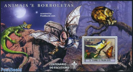 Sao Tome/Principe 2007 Animals S/s (scouting, Bat On Border)_, Mint NH, Nature - Sport - Bats - Birds - Butterflies - .. - Sao Tome And Principe