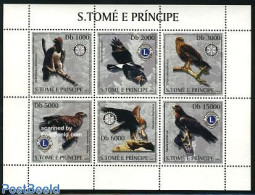 Sao Tome/Principe 2003 Birds Of Prey (Rotary, Lions) 6v M/s, Mint NH, Nature - Various - Birds - Birds Of Prey - Lions.. - Rotary, Club Leones