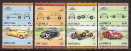 ST.Lucia 1985●Cars●Automobiles USA/Italy/France Mi758-65 Complete Set MHN - St.Lucie (1979-...)