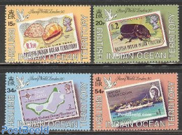 British Indian Ocean 1990 World London 1990 4v, Mint NH, Nature - Transport - Various - Insects - Shells & Crustaceans.. - Mundo Aquatico