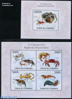 Comoros 2010 Indian Ocean Crabs & Lobsters 2 S/s, Mint NH, Nature - Shells & Crustaceans - Mundo Aquatico