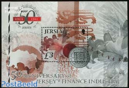 Jersey 2011 50 Years Financial Industry S/s, Mint NH, Nature - Various - Flowers & Plants - Banking And Insurance - Mo.. - Monnaies