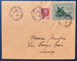 Lettre Poche De Saint Nazaire Chambre De Commerce Guerre N°8 50c Vert Obl De SAVENAY 7 Mai 1945 Pour En Ville TTB - War Stamps