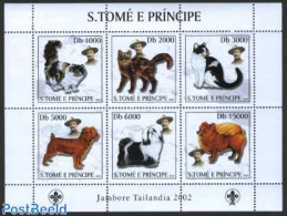 Sao Tome/Principe 2003 Scouting, Cats & Dogs 6v M/s, Mint NH, Nature - Sport - Cats - Dogs - Scouting - Sao Tome And Principe