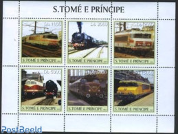 Sao Tome/Principe 2003 Railways 6v M/s, Mint NH, History - Transport - Netherlands & Dutch - Railways - Geographie