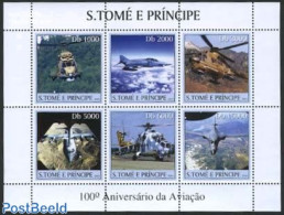 Sao Tome/Principe 2003 Helicopters 6v M/s, Mint NH, Transport - Helicopters - Helicopters