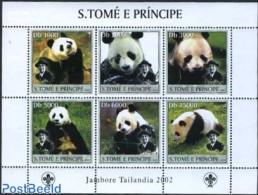 Sao Tome/Principe 2003 Scouting, Panda Bears 6v M/s, Mint NH, Nature - Sport - Animals (others & Mixed) - Scouting - P.. - Sao Tome Et Principe