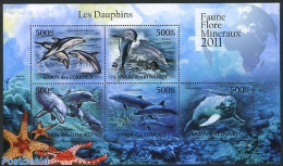 Comoros 2011 Dolpins 5v M/s, Mint NH, Nature - Sea Mammals - Comoren (1975-...)