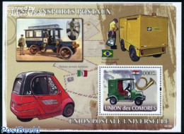 Comoros 2008 Postal Automobiles S/s, Mint NH, Transport - Various - Post - Automobiles - Globes - Correo Postal