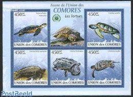 Comoros 2009 Turtles 5v M/s, Mint NH, Nature - Reptiles - Turtles - Komoren (1975-...)