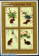 Nevis 1996 Year Of The Rat 4v M/s, Mint NH, Nature - Various - Animals (others & Mixed) - New Year - New Year