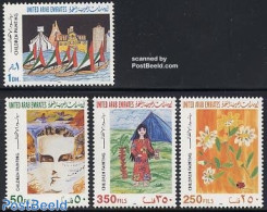 United Arab Emirates 1996 Children Drawings 4v, Mint NH, Transport - Ships And Boats - Art - Children Drawings - Bateaux