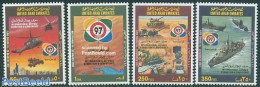 United Arab Emirates 1997 IDEX Weapon Fair 4v, Mint NH, History - Transport - Militarism - Automobiles - Helicopters -.. - Militaria