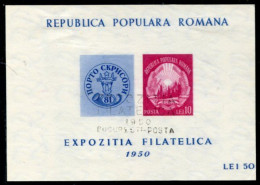 ROMANIA 1950 Bucharest Philatelic Exhibition Block Used.  Michel Block 39 - Usado
