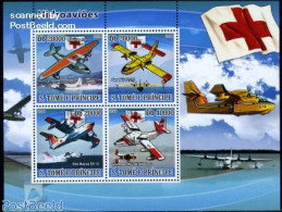 Sao Tome/Principe 2008 Hydroplanes 4v M/s, Mint NH, Health - Transport - Red Cross - Aircraft & Aviation - Red Cross