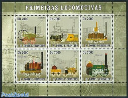 Sao Tome/Principe 2007 Railways 6v M/s, Locomotives S/s, Mint NH, Transport - Railways - Eisenbahnen