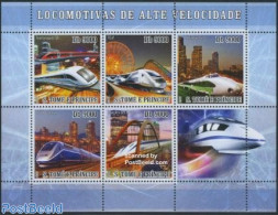 Sao Tome/Principe 2007 High Speed Trains 5v M/s, Mint NH, Transport - Various - Railways - Fairs - Art - Bridges And T.. - Eisenbahnen