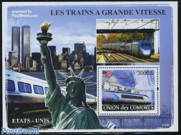 Comoros 2008 American High Speed Trains S/s, Mint NH, Transport - Railways - Eisenbahnen