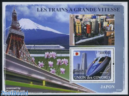 Comoros 2008 Japanese High Speed Trains S/s, Mint NH, Transport - Railways - Trains