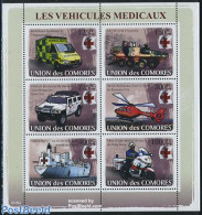 Comoros 2008 Medical Vehicles 6v M/s, Mint NH, Health - Transport - Red Cross - Automobiles - Helicopters - Motorcycle.. - Red Cross