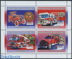 Guinea, Republic 2006 American Fire Trucks 4v M/s, Mint NH, Transport - Automobiles - Fire Fighters & Prevention - Auto's