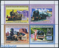 Guinea, Republic 2006 Railways 4v M/s, Mint NH, Nature - Transport - Elephants - Railways - Eisenbahnen