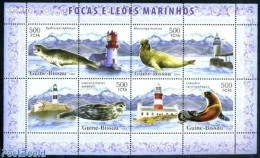 Guinea Bissau 2006 Lighthouses, Seals 4v M/s, Mint NH, Nature - Various - Sea Mammals - Lighthouses & Safety At Sea - Vuurtorens