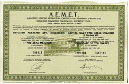 A.E.M.E.T. - Transport Commerce Tourism; Ten Shares - Non Classés