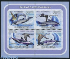 Guinea Bissau 2008 Sea Mammals & Birds 4v M/s, Mint NH, Nature - Birds - Sea Mammals - Guinea-Bissau