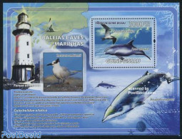 Guinea Bissau 2008 Sea Mammal, Bird S/s (lighthouse On Border), Mint NH, Nature - Various - Birds - Sea Mammals - Ligh.. - Phares