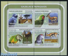 Guinea Bissau 2008 Gazelles, Parrots 4v M/s, Mint NH, Nature - Animals (others & Mixed) - Birds - Parrots - Guinée-Bissau