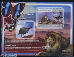 Guinea Bissau 2008 Lions & Birds S/s, Mint NH, Nature - Animals (others & Mixed) - Birds - Butterflies - Cat Family - Guinea-Bissau