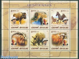 Guinea Bissau 2005 African Animals 6v M/s, Mint NH, Nature - Animals (others & Mixed) - Elephants - Hippopotamus - Rhi.. - Guinea-Bissau