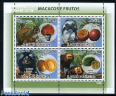 Sao Tome/Principe 2009 Macaques & Fruits 4v M/s, Mint NH, Nature - Fruit - Fruit