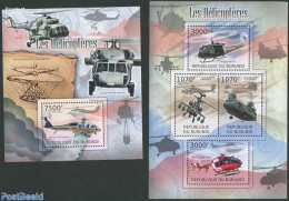 Burundi 2012 Helicopters 2 S/s, Mint NH, Transport - Helicopters - Helicópteros
