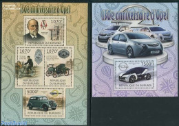 Burundi 2012 150 Years Opel 2 S/s, Mint NH, Sport - Transport - Various - Cycling - Automobiles - Textiles - Wielrennen