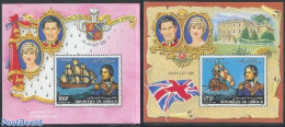 Djibouti 1981 Lord Nelson 2 S/s, Mint NH, History - Transport - Various - Charles & Diana - Ships And Boats - Uniforms - Königshäuser, Adel