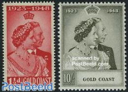 Gold Coast 1948 Silver Wedding 2v, Unused (hinged), History - Kings & Queens (Royalty) - Koniklijke Families