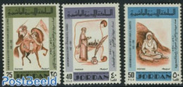 Jordan 1981 Famous Arab Women 3v, Mint NH, History - Nature - Women - Horses - Art - Authors - Unclassified